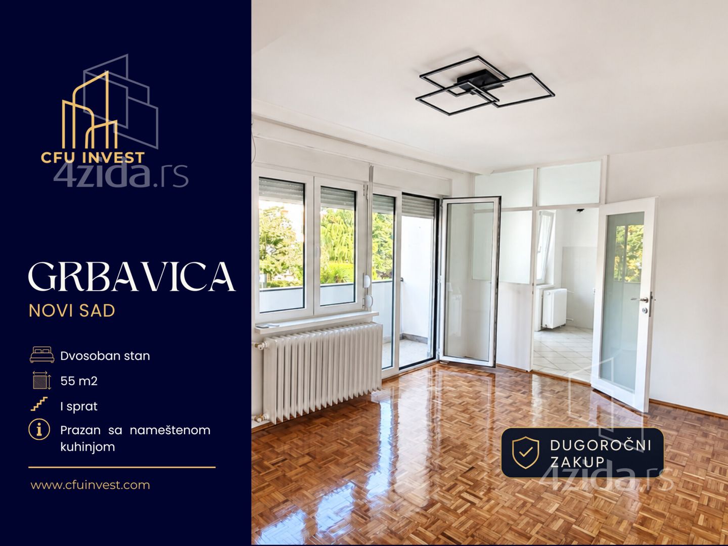 Сдается двухкомнатная квартира, Грбавица, 450€, 55m² — фото