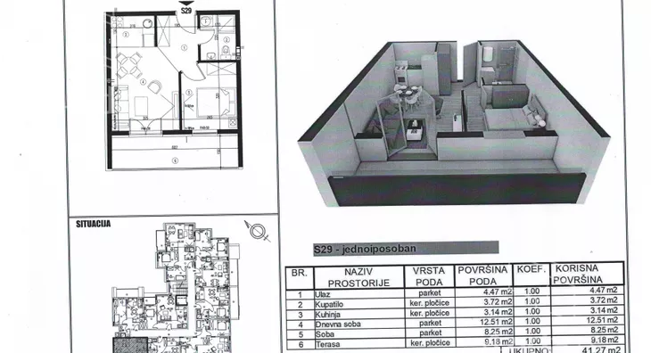 Jednoiposoban stan na prodaju, Telep, 92.800€, 40m² - stampaj