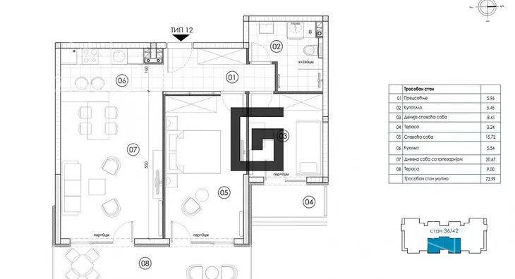 Trosoban stan | 4zida