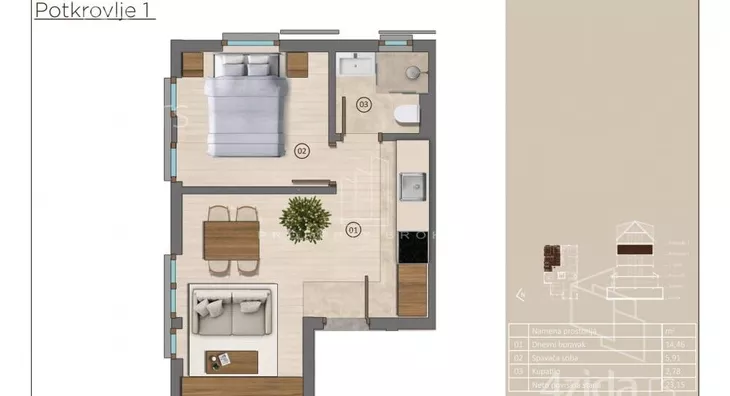 Jednoiposoban stan | 4zida