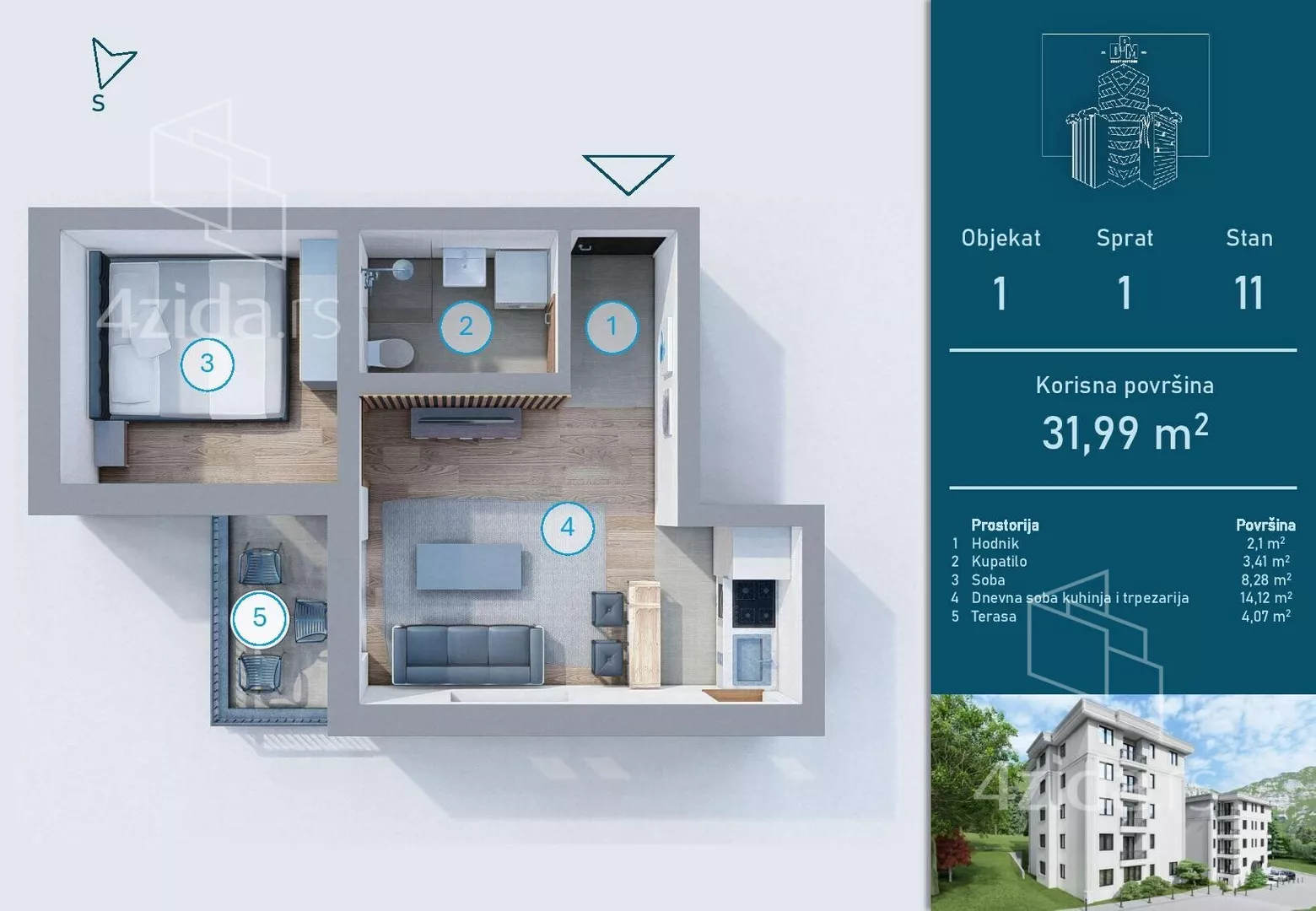 Jednosoban stan | 4zida