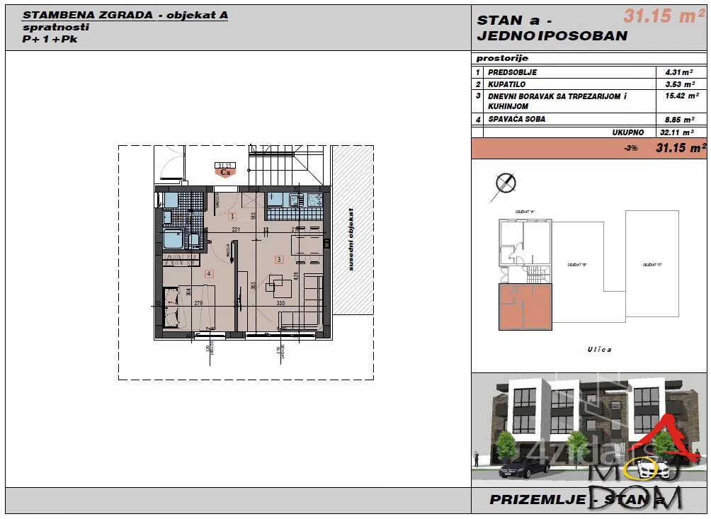 Jednoiposoban stan | 4zida