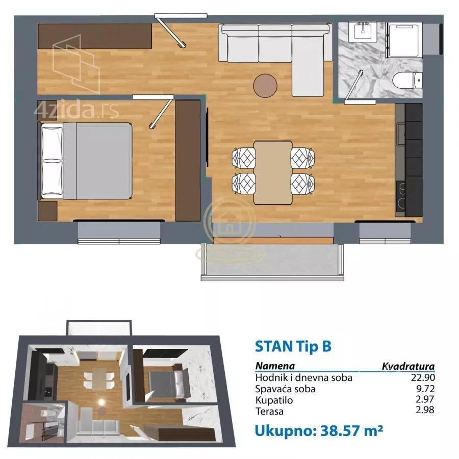 Jednosoban stan | 4zida