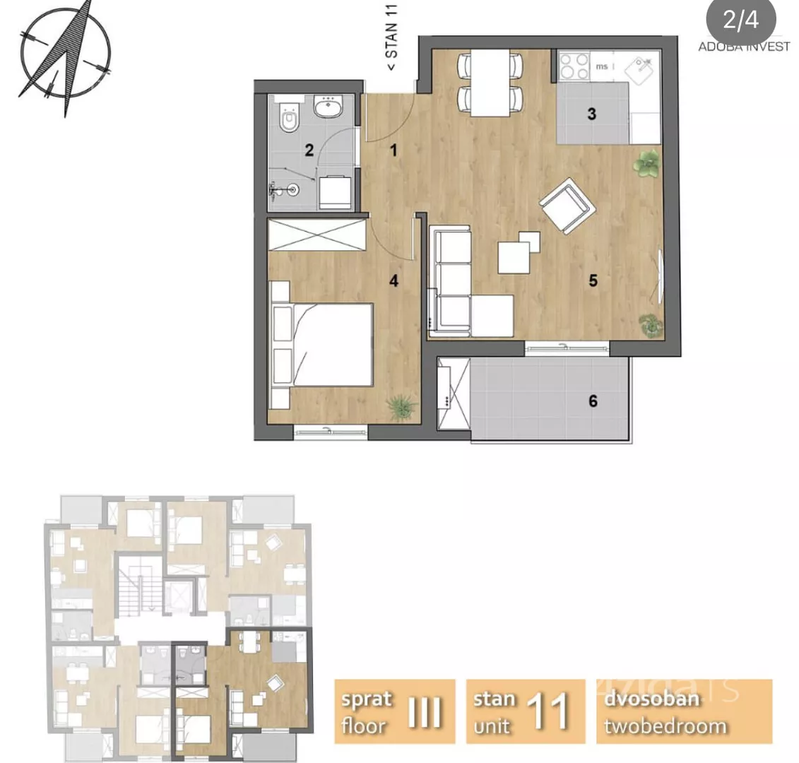 Jednoiposoban stan | 4zida