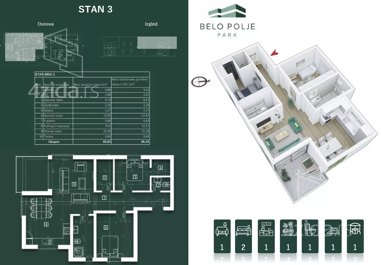 Trosoban stan | 4zida