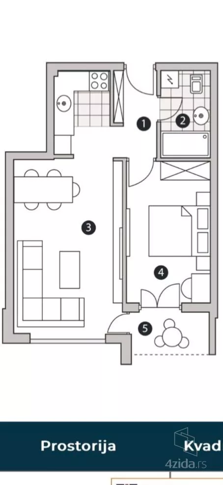 Jednoiposoban stan | 4zida