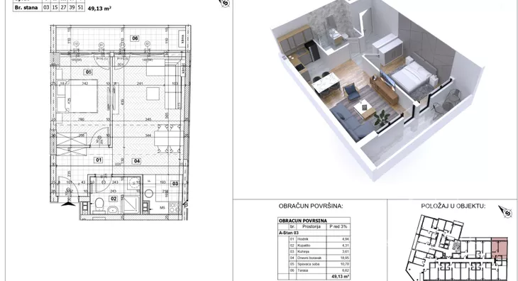 Jednoiposoban stan | 4zida