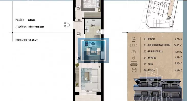 Jednosoban stan | 4zida