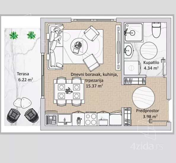 Jednosoban stan | 4zida