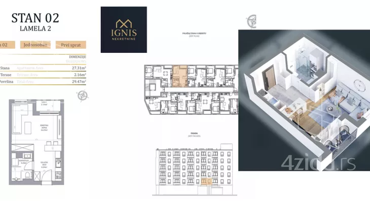 Jednosoban stan | 4zida