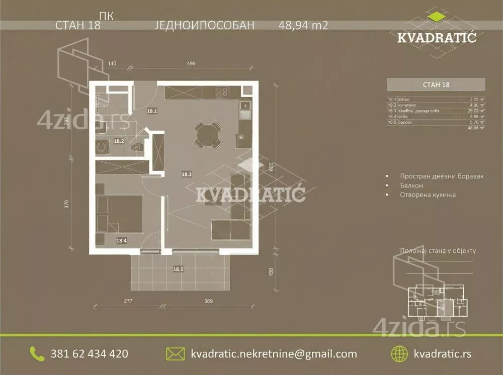 Jednoiposoban stan | 4zida