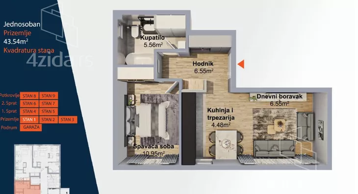 Jednosoban stan | 4zida