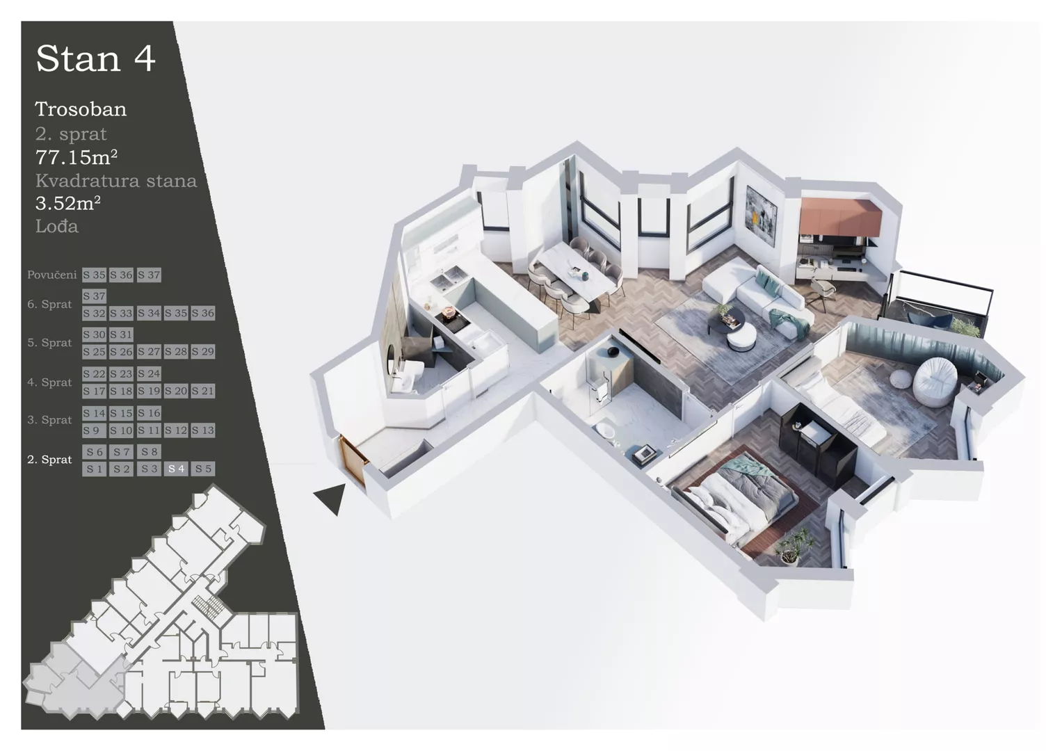 Trosoban stan | 4zida