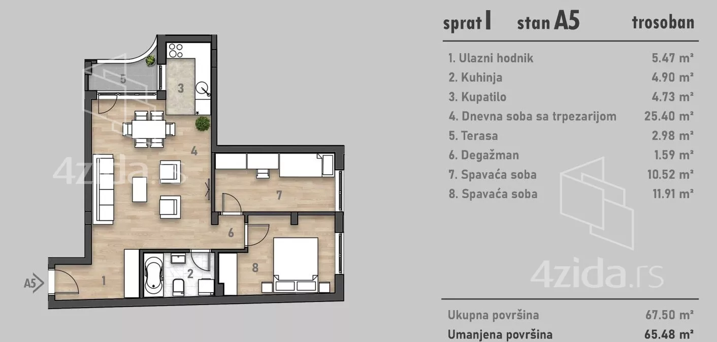 Trosoban stan | 4zida