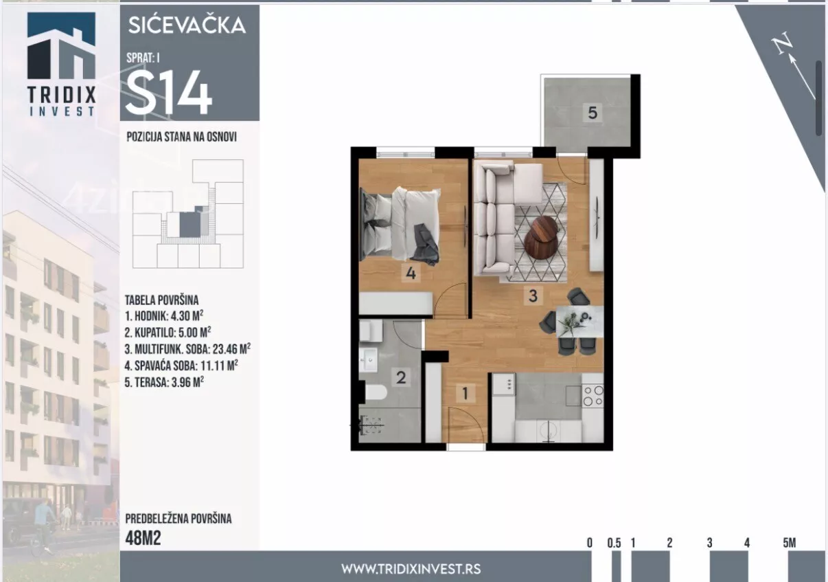 Jednoiposoban stan | 4zida
