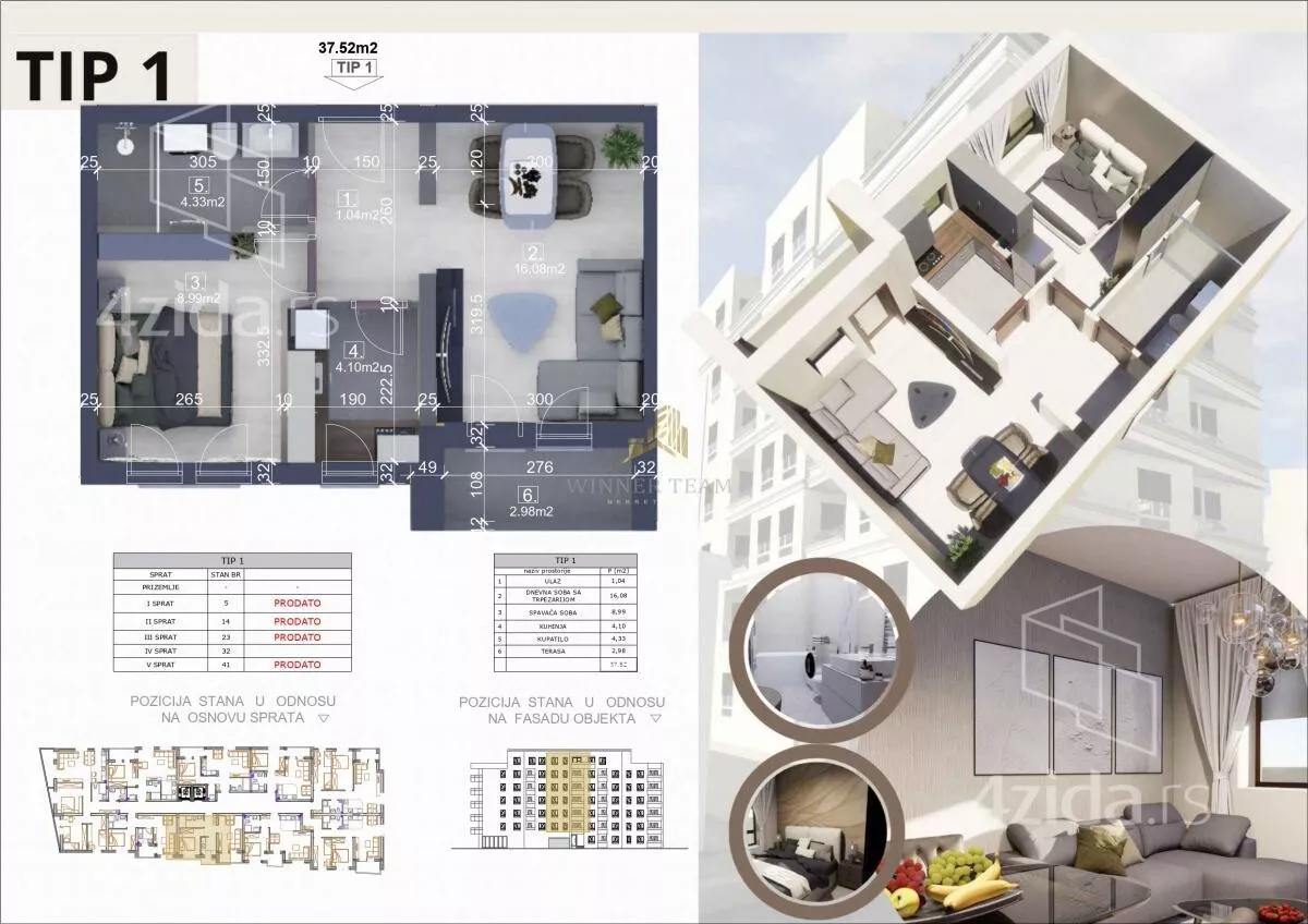 Jednosoban stan | 4zida