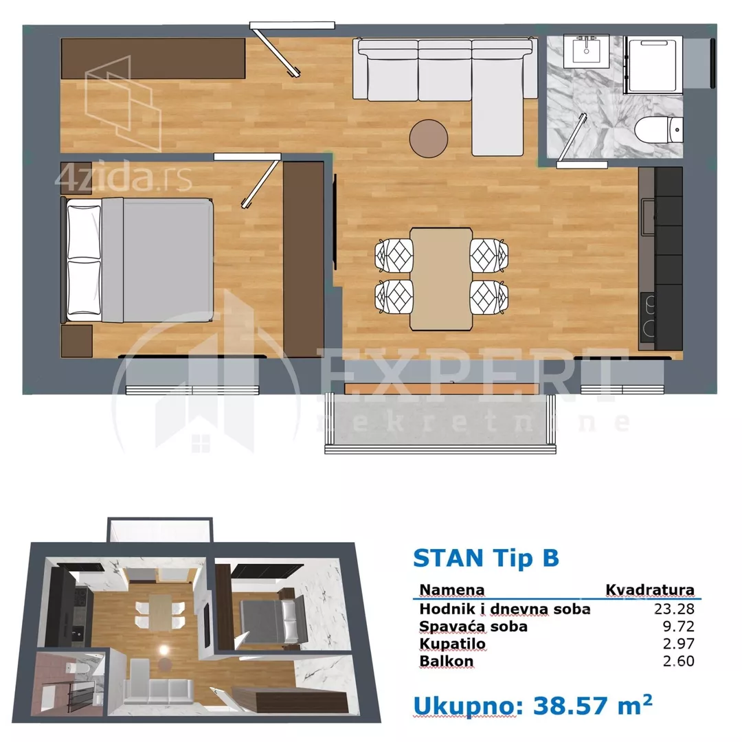 Jednoiposoban stan | 4zida