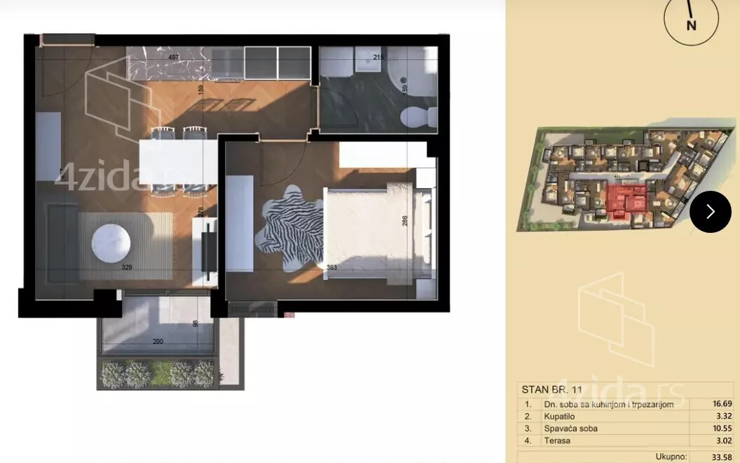 Jednosoban stan | 4zida