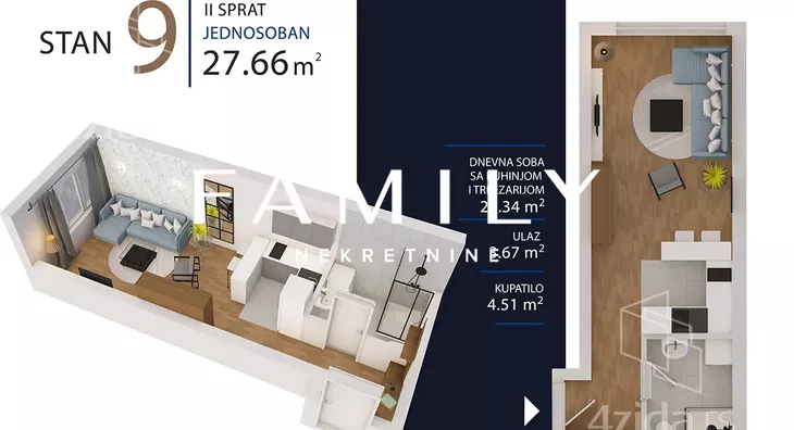 Jednosoban stan | 4zida