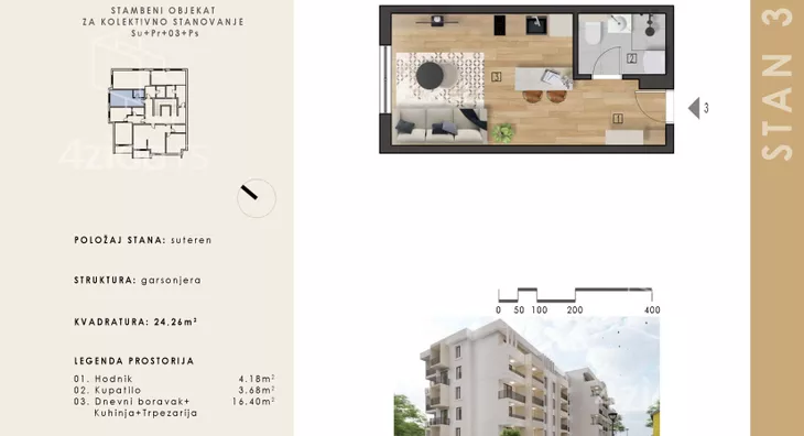 Jednosoban stan | 4zida