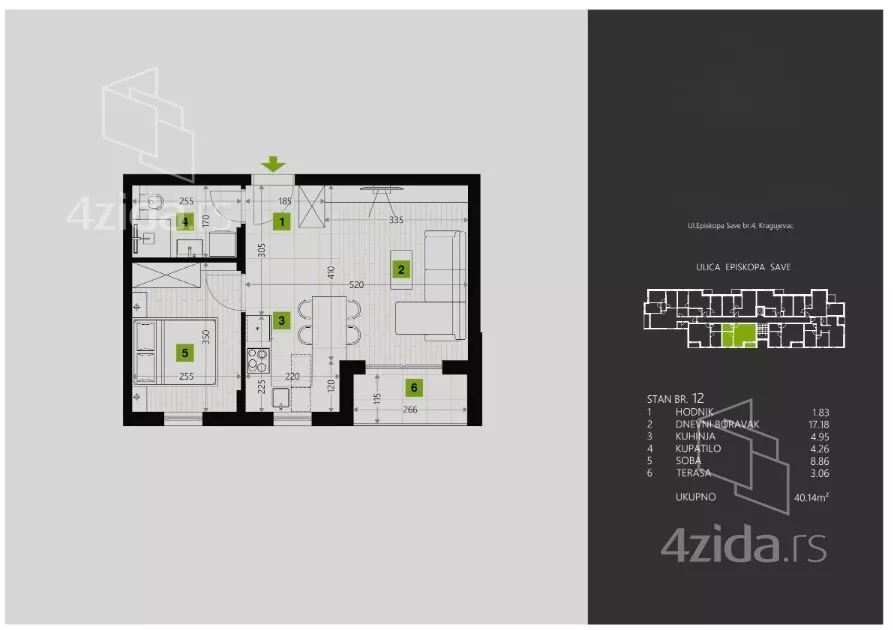 Jednoiposoban stan | 4zida