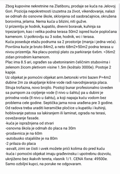 Zaselak Jelova Gora Jelova Gora | 4zida.rs
