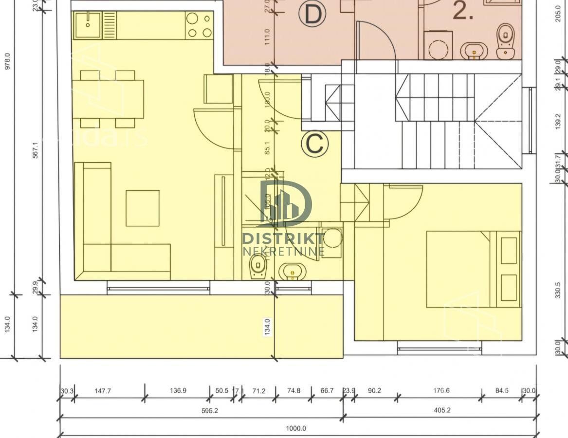 Apartament me 1 dhoma, 46 m²