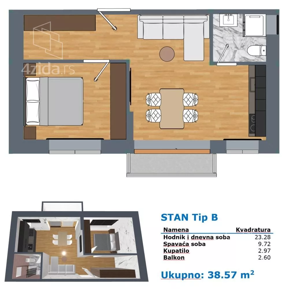 Jednoiposoban stan | 4zida