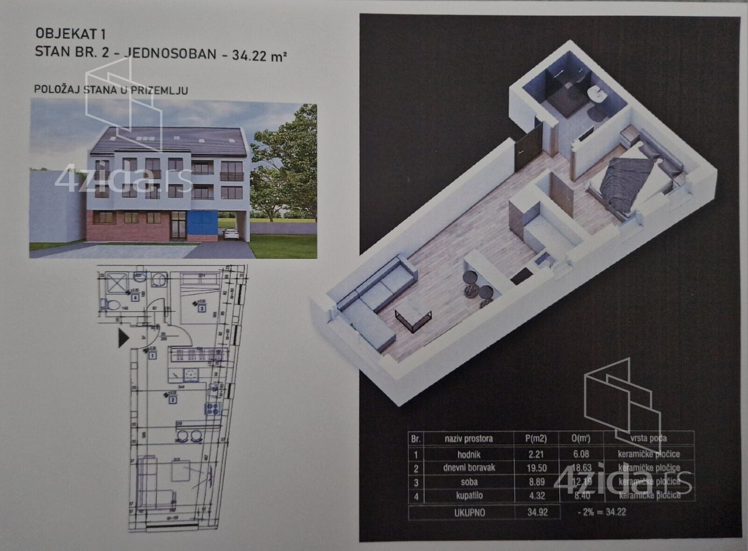 Квартира · 34 m² · Sremska Mitrovica