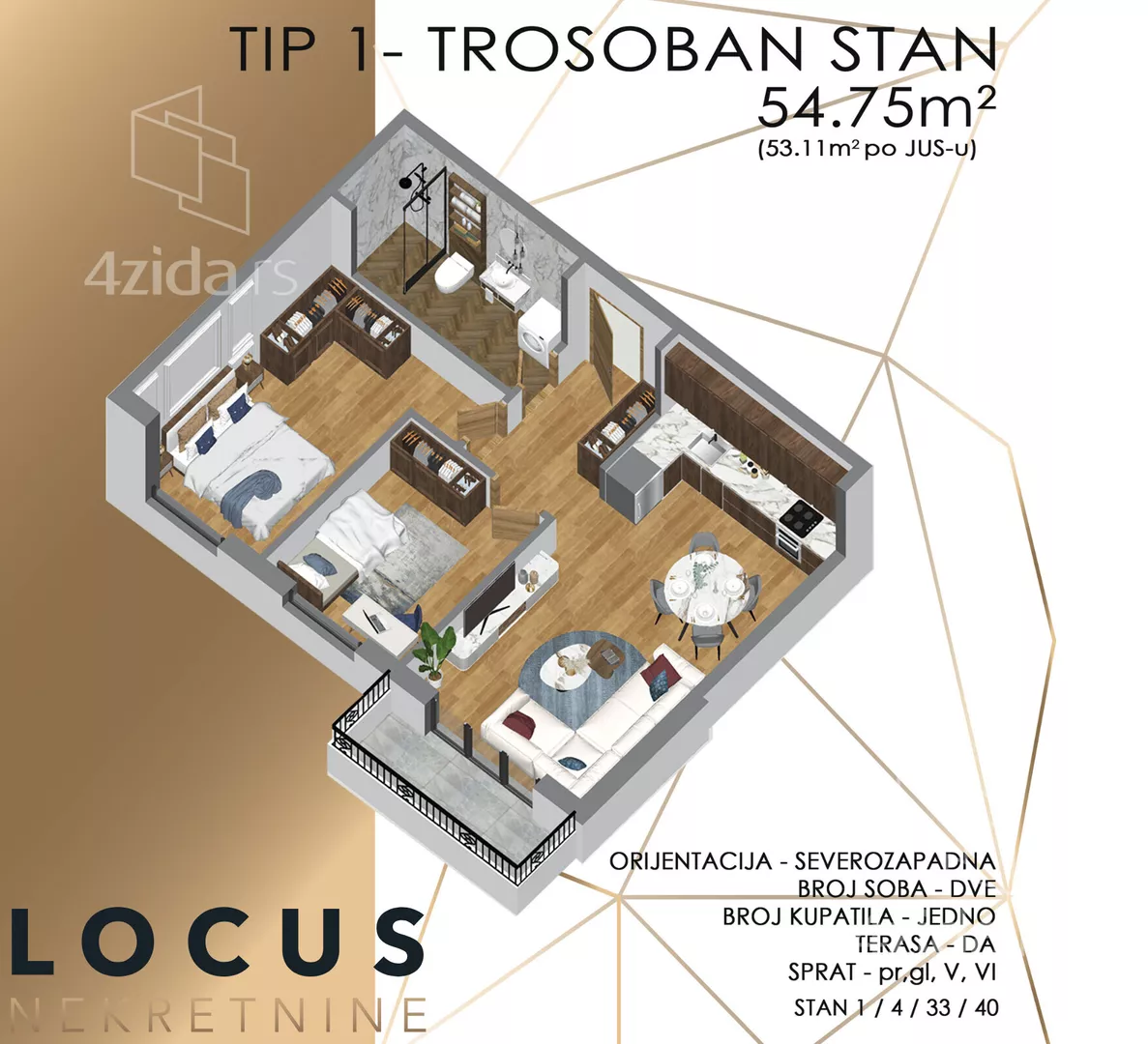Trosoban stan | 4zida