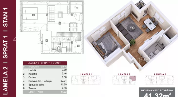 Jednoiposoban stan | 4zida