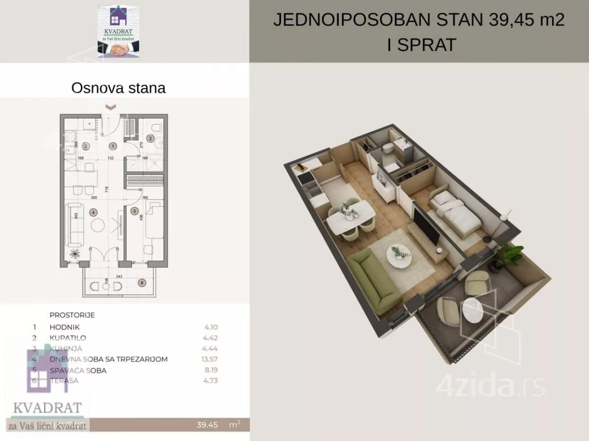 Jednoiposoban stan | 4zida