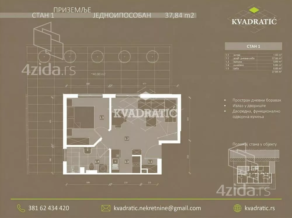 Jednoiposoban stan | 4zida