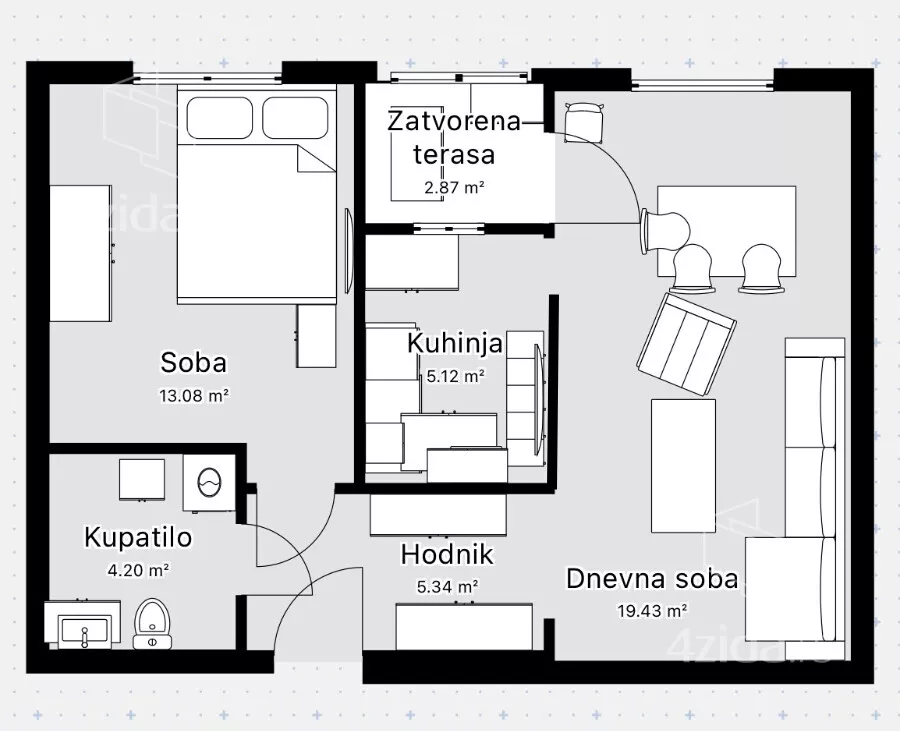 Dvosoban stan | 4zida