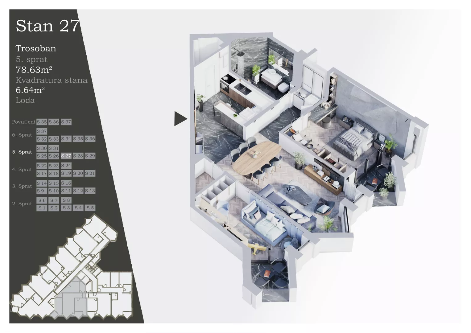 Trosoban stan | 4zida