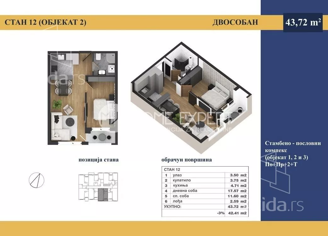 Jednoiposoban stan | 4zida