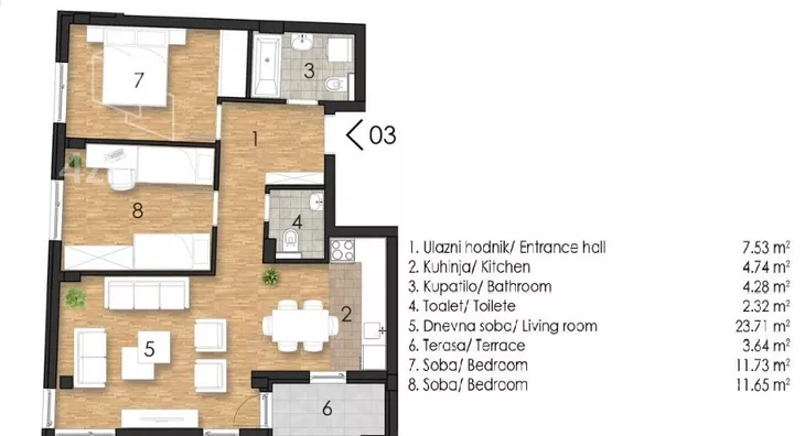 Trosoban stan | 4zida