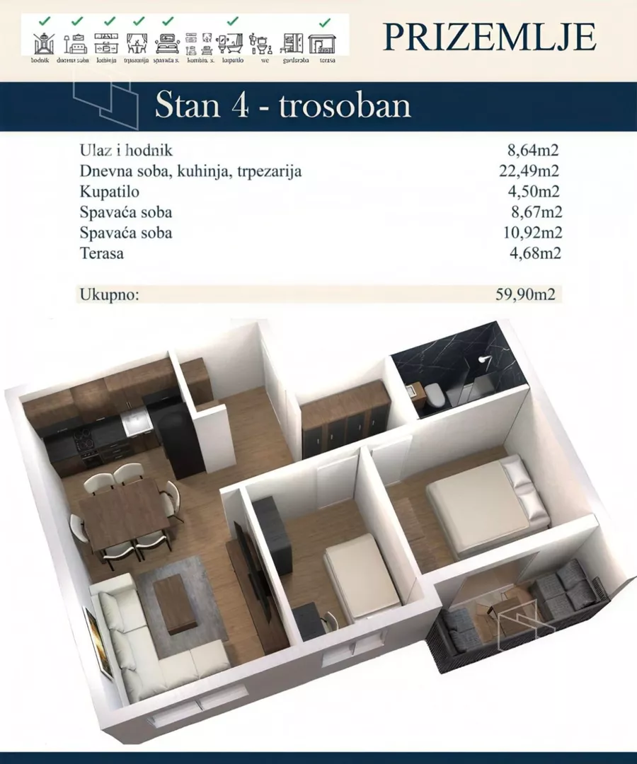 Trosoban stan | 4zida