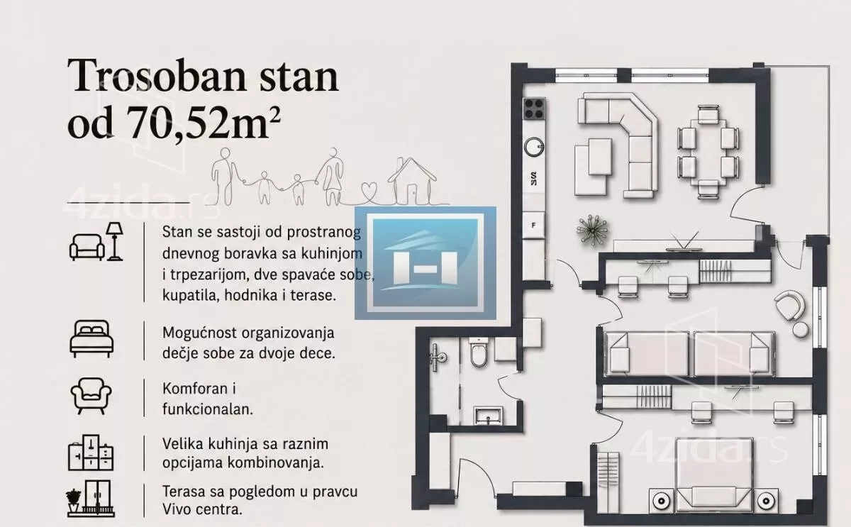 Trosoban stan | 4zida