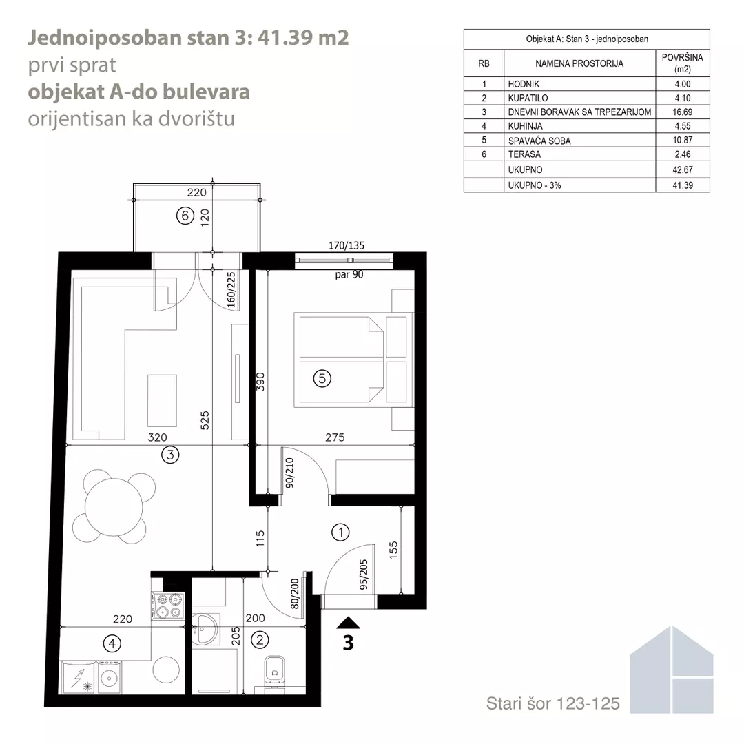 Jednoiposoban stan | 4zida