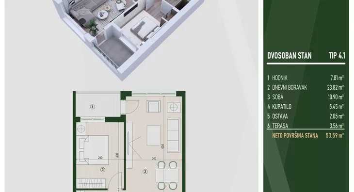 Dvosoban stan | 4zida