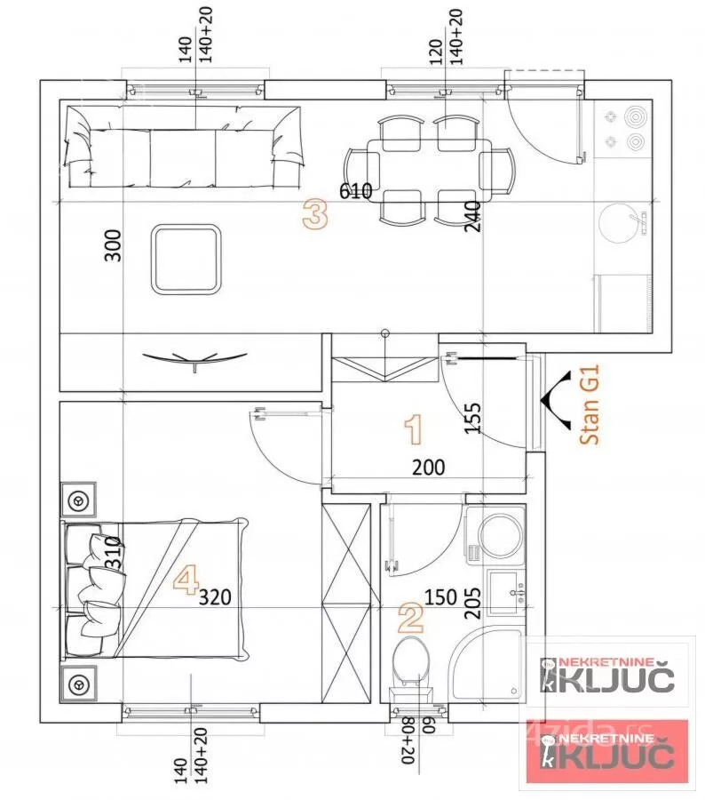 Jednoiposoban stan | 4zida