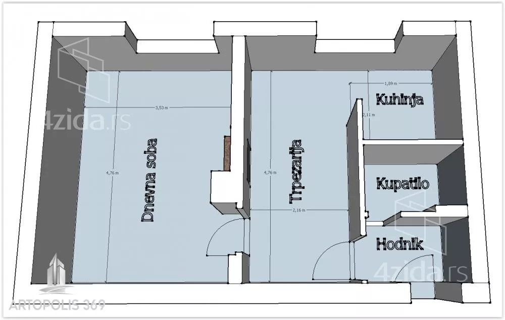 Jednoiposoban stan | 4zida