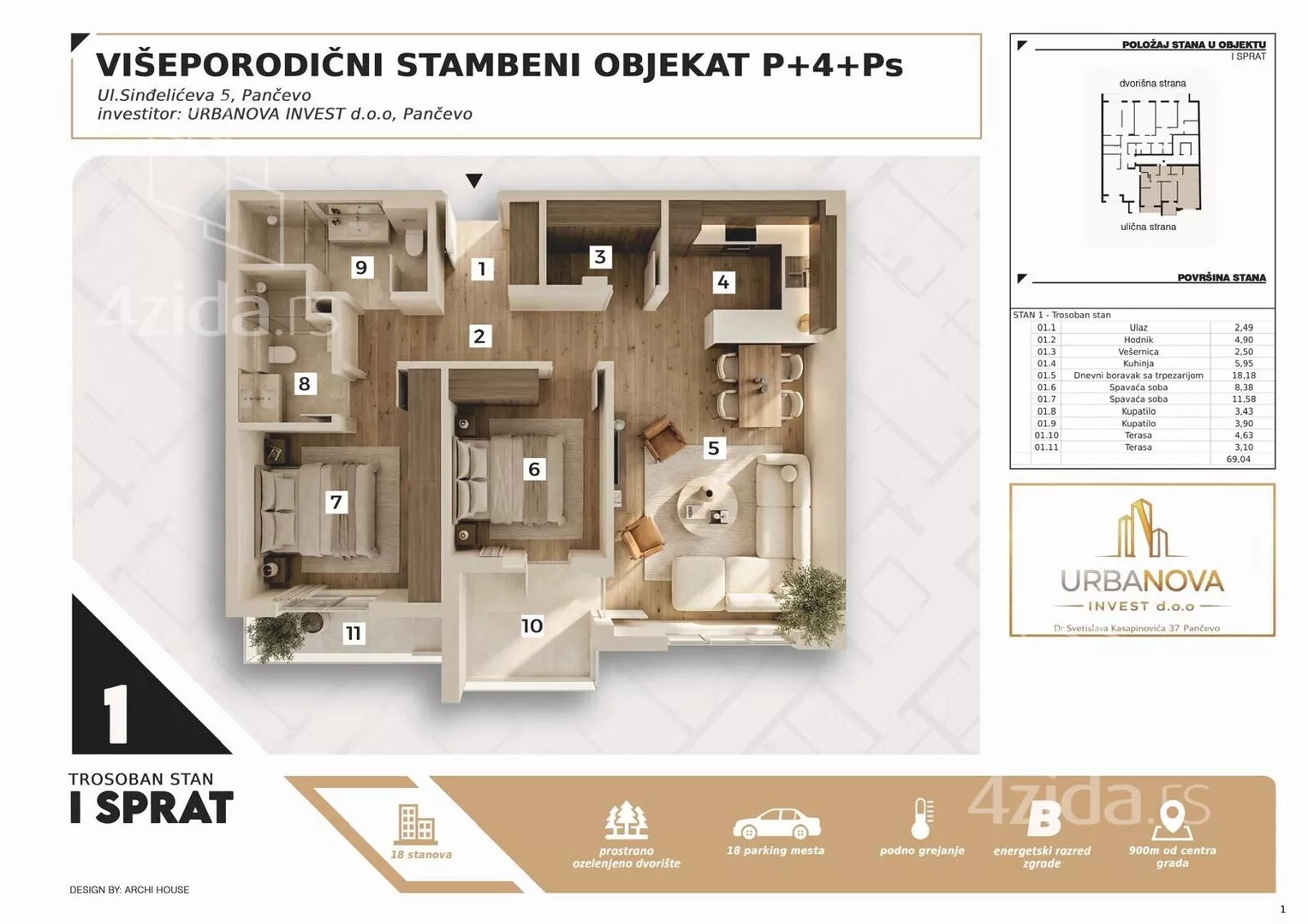 Trosoban stan | 4zida