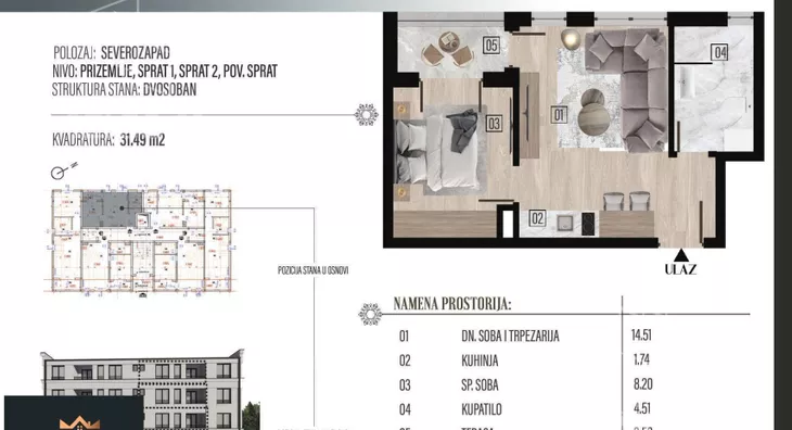 Jednosoban stan | 4zida