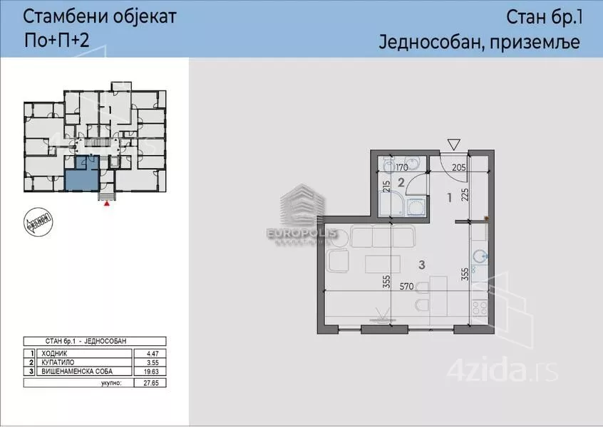 Jednosoban stan | 4zida