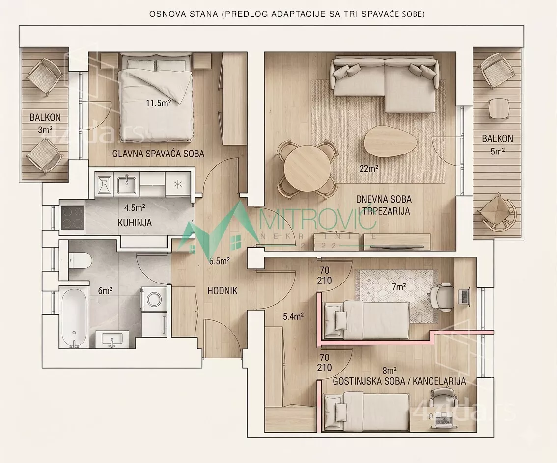 Trosoban stan | 4zida