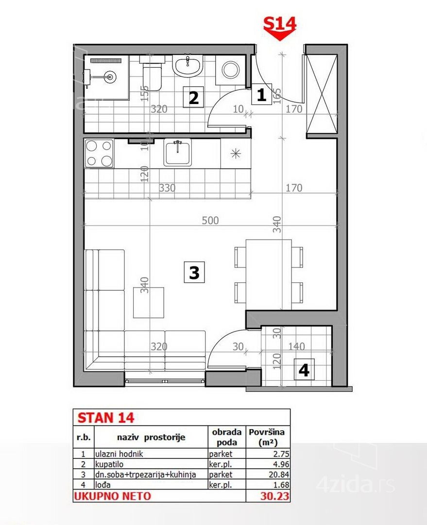 Leilighet, 30 m²