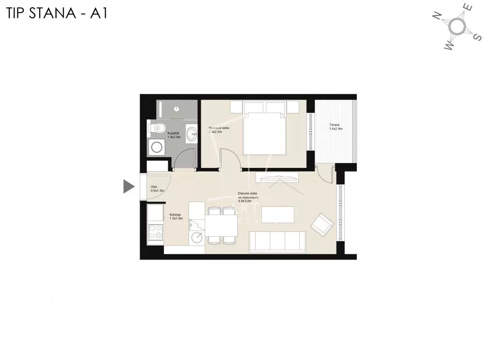 Jednoiposoban stan | 4zida