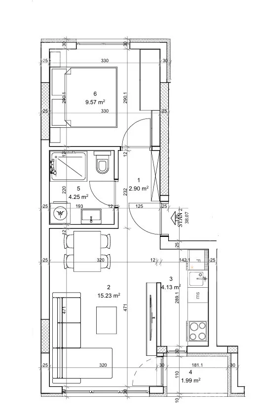 Jednoiposoban stan | 4zida